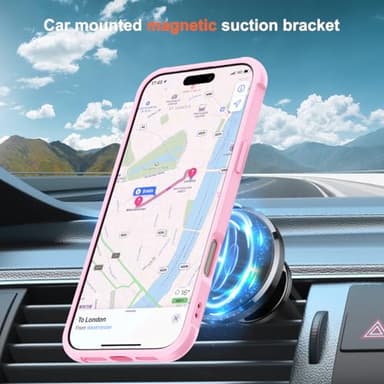 SKYLMW Compatible with iPhone 16 Pro Case with Invisible Magnetic O-Ring Stand Military-Grade Translucent Case for iPhone 16 Pro 6.3" [Compatible with Mag-Safe][Great Grip Feeling], Pink - Image 4