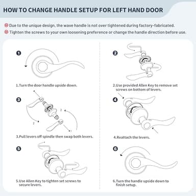 LOQRON Wave Style Door Lever, 10 Pack Wholesale Passage Door Handle Without Key and Lock, Oil Rubbed Bronze Keyless Interior Lever Reversible for Left/Right Handed for Hallway and Closet - Image 7