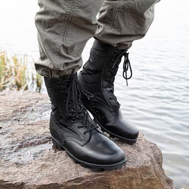 WIDEWAY Men's Military Jungle Combat Boots Black Boots For Men Slip Resistant Leather Tactical Work Boots, All Day Comfortable and Breathable Botas militares para hombres（6-8inch） - Image 8