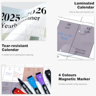 Ospelelf 2025 Wall Calendar Large 32'' x 48'' Dry Erase Laminated Calendar for Wall, 12 Month Big Family Calendar, Use July 2025 - June 2026 (Morandi) - Image 4