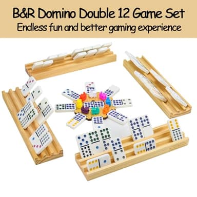 Bucher&Rossini Dominoes Set Double 12 with 4 Racks for Adults Kids, Mexican Train Dominoes Set Double 12, Mexican Train Dominoes (Double 12) - Image 7