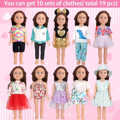 AugFrog 10 Sets of 18 Inch American Doll Clothes, Including 10 of Doll Clothing Dress Outfits for American Dolls, Birthday Gifts for Kids - Image 2