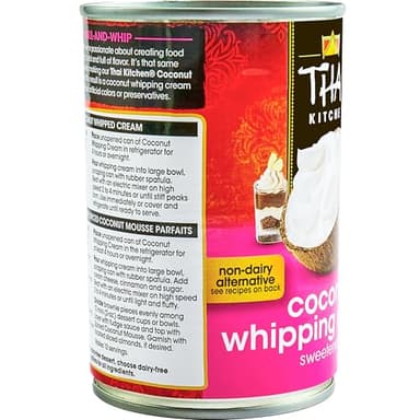 Thai Kitchen Coconut Whipping Cream, Sweetened, No Artificial Colors or Preservatives, Non-Dairy Alternative to Whipped Cream, For Dairy Free Desserts, 13.66 fl oz - Image 22