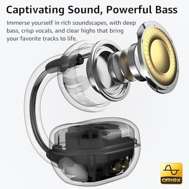 TOZO OpenEarRing True Open Ear Headphones, Lightweight Comfort Open Ear Clip Wireless Earbuds, 40H Play Bluetooth 5.4 Headphones with Smart Digital Display Design Fit Sports Running, Workout Black - Image 6