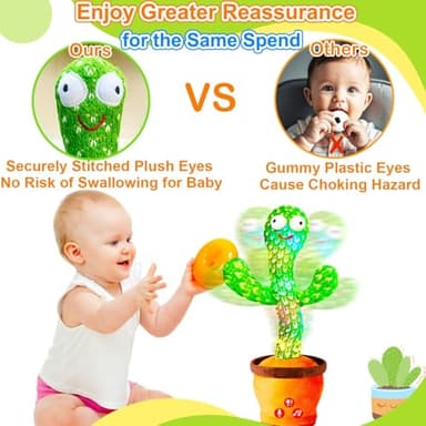 Vitosup Rechargeable Dancing Talking Cactus Toy for Baby Toddler, Volume Adjustable, Singing, Mimicking, Repeating, Toddler Baby Toys for Girls Boys, Birthday or Chirstmas Gifts - Image 3