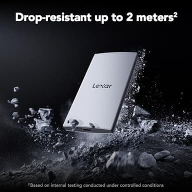 Lexar 2TB ES3 External SSD, Up to 1050MB/s Read, Storage Expansion, Compatible w/USB-C Smartphones, iPhone 15/16, PC, Mac, Tablets, Sleek & Sturdy Design, Silver (LES3XXX002T-RNSAU) - Image 5