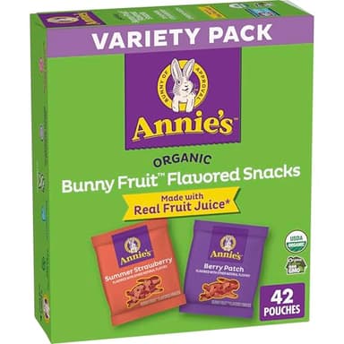 Annie's Organic Berry Patch and Summer Strawberry Bunny Fruit Snacks Variety Pack 42 Count, 29.4oz - Image 1