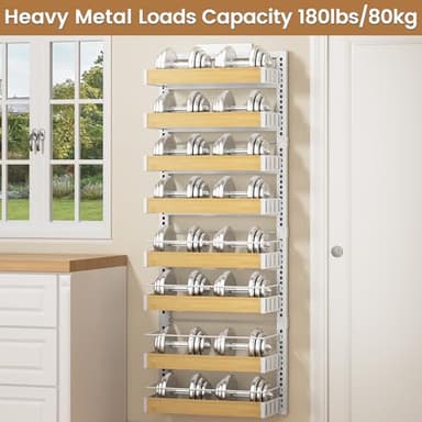 POKIPO 8 Tier Over The Door Pantry Organizer, 2 IN 1 Wall Mount or Hanging Spice Rack Seasoning Shelves with Adjustable Basket, Back of Door Organizer and Storage for Kitchen Cabinet and Room Closet - Image 8