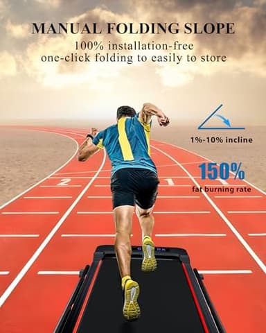4.0/7.6MPH Walking Pad Treadmill with Folding Slope, Larger Screen Display Under Desk Treadmill 300 lb Capacity, Portable Treadmills for Small Spaces, Home - Image 2