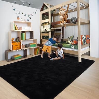 ULTSOFE 6x9 Fluffy Soft Black Rug for Living Room Bedroom, Large Area Rugs Super Soft Shaggy Carpet for Classroom Kids Babys Playroom Toddler Nursery Dorm Home Decor, Modern Indoor Non Slip Rug - Image 3