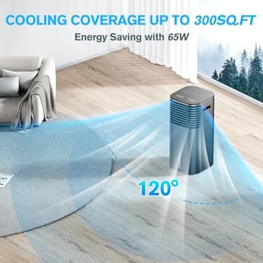 24" Windowless Portable Air Conditioner, 15H Timer & 120°Oscillation, 3-IN-1 Portable AC Unit with Remote, 2-Gal Tank, 3 Modes & 3 Speeds, Ultra-Quiet Ventless Swamp Cooler for Room Home Office, Inky - Image 9