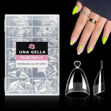 UNA GELLA Almond Gel Nail Tips Short: Half Cover Almond Shape Nail Tips Matte 216pcs Clear Gelly Tips for Saving Nail Extension DIY Nail Art, Self-handle 12Sizes - Image 8