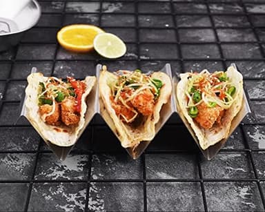 Taco Holders 4 Packs - Stainless Steel Taco Stand Rack Tray Style, Oven Safe for Baking, Dishwasher and Grill Safe - Image 5