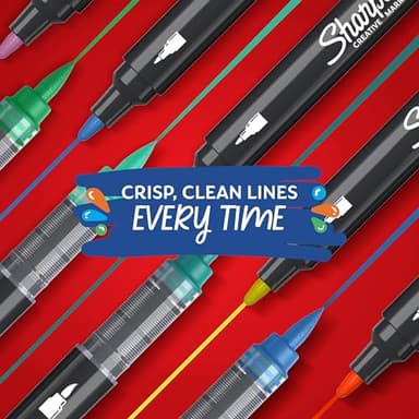 Sharpie Creative Markers, Water-Based Acrylic, Brush Tip, Assorted Colors, 12 Count – Arts & Crafts, Kids Activity, School Classroom; Works on Paper, Metal, Wood, Ceramic, Glass, Rock, Canvas - Image 6