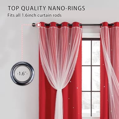 XiDi Red Black Out Curtains for Bedroom Windows Girls Bedroom Decor, Unicorn Curtains for Kids Room 2 Panel 34/72/2 - Image 4