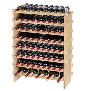 VEVOR 8-Tier 72 Bottles Stackable Modular Wine Rack, Freestanding Wines Holder Display Shelf, Solid Bamboo Wood Storage Racks, Wobble-Free Shelves for Kitchens, Dining Rooms, Cellars, Natural Color - Image 11
