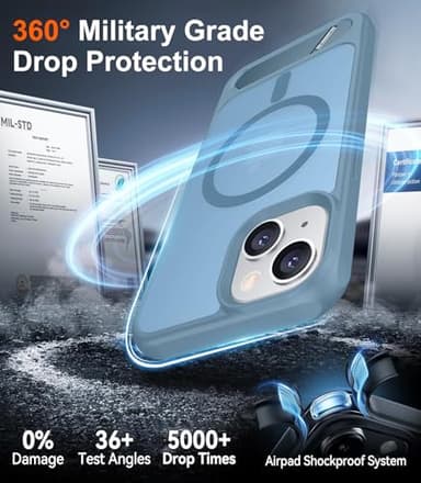 Temdan Magnetic Compatible with iPhone 14 Case/iPhone 13 Case,[Built-in Invisible Kickstand][Compatible with MagSafe][Military Grade Shockproof] Slim Translucent Matte Phone Case for iPhone 14/13 6.1" - Image 4
