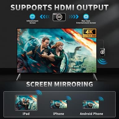 vnilrgle 4-in-1 Wireless CarPlay Adapter & Android Auto Wireless Adapter, Stream Netflix, YouTube, and More, Split-Screen & Mirroring, for Cars with OEM Wired CarPlay/Android Auto - Image 9