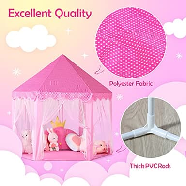 wilwolfer Princess Castle Play Tent for Girls Large Kids Play Tents Hexagon Playhouse with Star Lights Toys for Children Indoor Games (Pink) - Image 6