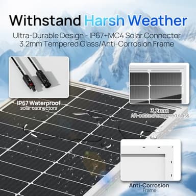 ECO-WORTHY 400W Solar Panels 4pcs 100 Watt 18V Monocrystalline Solar Panel Module for Off Grid PV Power for Home, Camping, Boat, Shed Farm, RV,12V Battery,2-Pack 2 * 100W - Image 6