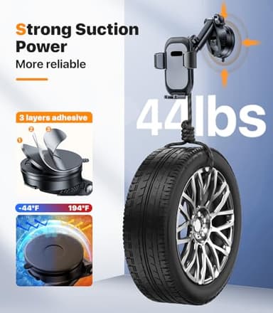 hitolza Ultra Stable Phone Holders for Your Car [Powerful & 360 Adjustable Suction Cup] Universal Car Phone Holder Mount Long Arm Flexible Car Mount for Dashboard Windshield Air Vent All Phone Case - Image 3