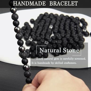 GDLKPYHS Black Obsidian Bracelets for Men - Cross Bracelet - Tourmaline Beaded Bracelets, 8MM Black Onyx Hematite Lava Stone Beads Triple Protection Bracelet for Men Women Gifts - Image 4