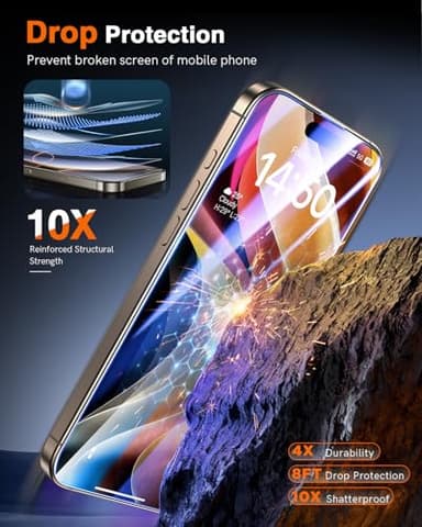 LK 2 Pack for iPhone 17/17 Pro / 16 Pro Screen Protector Tempered Glass, Military Grade Shatterproof [Auto Dust-Elimination, 0 Dust & Bubbles] Anti-Scratch, Max Coverge Screen Protector - Image 4