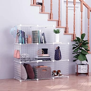 C&AHOME Wire Cube Storage, 8-Cube Organizer Metal C Grids Storage, Storage Bins Shelving, Modular Shelves, DIY Closet Cabinet Ideal for Living Room, Home, Office 24.8" L x 12.4" W x 48.4" H White - Image 4