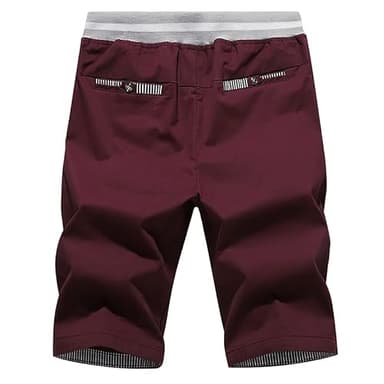 Tansozer Mens Shorts Casual Classic Fit Drawstring Summer Beach Shorts with Elastic Waist and Pockets Wine Red M - Image 2
