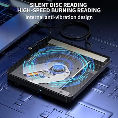 aelrsoch External Compatible Blu ray Drive Player Read/Write Compatible Bluray Burner Compatible USB 3.0 and Type-C DVD Burner Blu-ray/DVD/CD, BD Drive, Windows 7-11 & Mac, PC M-DISC（Black） - Image 4