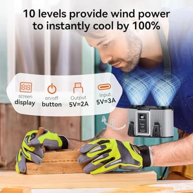 Astaowl 24000mAh Personal Waist Fan, USB Rechargeable Clip The Waist For Working,10 Speed & 40H Cooling and Heatstroke Prevention For Outdoor Travel Camping (Grey, 24000mAh) - Image 2