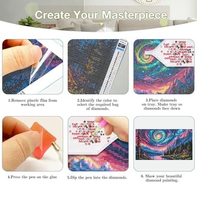 HeeBenor Large Aurora Diamond Painting Kits, 5D Mountain Landscape Diamond Art Kits for Adults, DIY Full Drill Lake Forest Diamond Painting, Large Gem Art for Adults for Wall Decor 27.5 X 15.7 Inch - Image 6