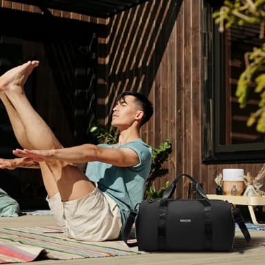 NEHOR Gym Bag for Women Men,Small WeekenderTravel Duffle Bag with Shoes Compartment & Wet Pocket,Water Resistant Sports Bag for Travel, Gym, Swimming, Yoga, Black - Image 7