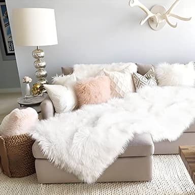 Noahas White Faux Fur Rug,2x6 Hallway Runner Rug,Faux Sheepskin Rugs,Washable Fuzzy Carpet,Fluffy Long Rugs for Bedroom,Shaggy Area Rugs for Living Room Decor - Image 7
