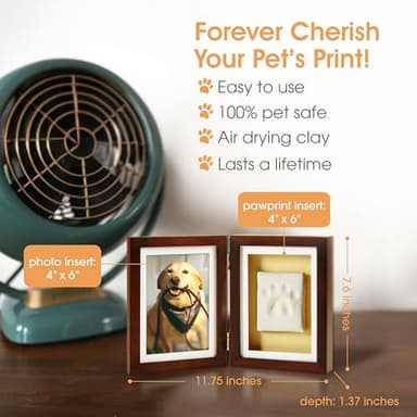 Pearhead Pet Paw Print Photo Frame With Clay Imprint Kit - Pawprint Making Kit and Photo Display for Cats and Dogs, No-Mess Pawprint Memorial, Gift For Pet Owner, Espresso - Image 3