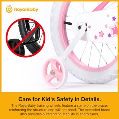 RoyalBaby Stargirl Kids Girls Bike Bicycle with Basket Training Wheels Kickstand 16 Inch Pink - Image 7