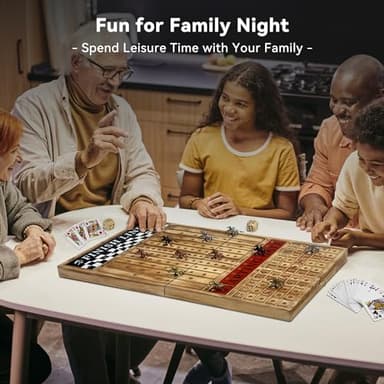 Large 23 inches Horse Racing Board Game with 11 Luxury Metal Horses, Foldable Wood Horse Race Board Game with 2 Sets of Dice, 2 Boxes of Cards for Parties and Gambling - Image 6