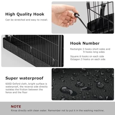 PJYuCien Dog Playpen - 8 Panels 36”H Metal Foldable Dog Exercise Pen, Pet Fence Puppy Crate Kennel Indoor Outdoor with Top Cover & Bottom Pad for Medium Large Pets - Image 8