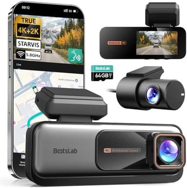 BOTSLAB 4K+2K Dual Dash Cam Front and Rear, Dashcam with Voice Control, STARVIS, ADAS Driver Alerts, Starry Night Vision, 24/7 Parking Monitor, 5.8GHz WiFi & GPS, Free 64GB Card, Loop Recording - Image 3