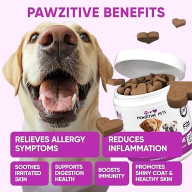 Dog Allergy Relief Chews for Itchy Skin - Seasonal and Food Allergy Chews for Shedding, Licking Paws, Hot Spot, Ears - USA Product - Omega 3 Fish Oil Skin & Coat Supplement - Anti Itch Immune Treats - Image 4