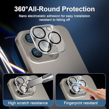 NEW'C 3X for iPhone 16 Pro Screen Protector (6.3 inches)+ 3X Camera Lens Protector, Sensor Protection, Case Friendly Tempered Glass Film + Dust Plug- Easy Installation Tool Include - Image 4