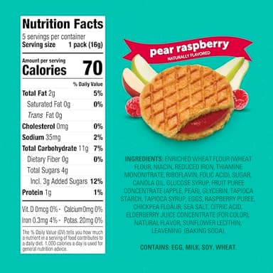 Beech-Nut Toddler Snacks Jammin' Waffles with Fruit Filling for Babies & Toddlers, Pear Raspberry, 10 Boxes (50 Individually Wrapped Packs) - Image 2