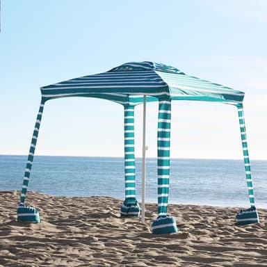 AMMSUN Beach Cabana, 6.2'×6.2' Beach Canopy, Easy Set up and Take Down, Cabana Tent with Sand Pockets, Instant Sun Shade with Side Wall, Turquoise - Image 7