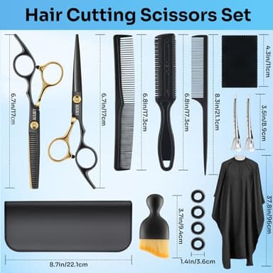 AULikY Hair Cutting Scissors Shears Kits, 15 Pcs Professional Stainless Steel Hairdressing Shears Set Thinning Scissors for Barber/Salon/Home/Men/Women/Kids/Adults - Image 5