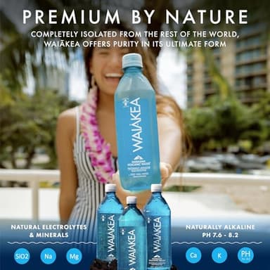 Waiākea - Hawaiian Volcanic Water - Naturally Alkaline Water - pH Range 7.6 to 8.2 - All Natural Minerals & Electrolytes - 100% Recycled Water Bottles - Bottled Water 24 Pack - 16.9 Fl Oz, 500 mL - Image 2