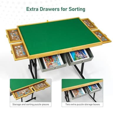 ALL4JIG 1500 Pieces Jigsaw Puzzle Table with Legs, 34.2"x25.2" Adjustable Puzzle Board for Adults, 3-Tilting Angles, Multi-Functional with 4+2 Drawers & Protective Cover - Image 5