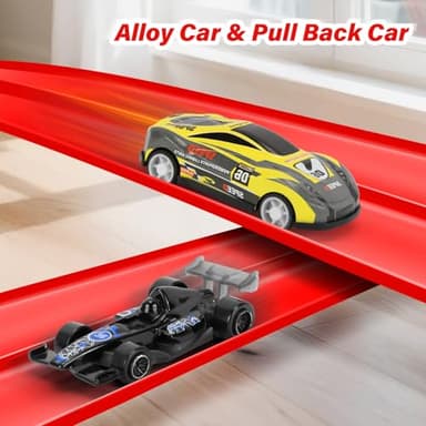 KETIEE Flex Tracks 16Ft for Kids: Flexible Race Car Ramp Track with 4 Small Racecars and 8 Suction Cups Compatible with Hot Wheels and Diecast 1/64th Cars, Rolls Up Portable Racetrack for Ages 3 & Up - Image 7
