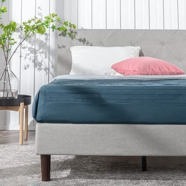 ZINUS Shalini Upholstered Platform Bed Frame, Mattress Foundation, Wood Slat Support, No Box Spring Needed, Easy Assembly, Light Grey, Full - Image 4