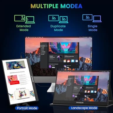 FANGOR Portable Monitor, 15.6" FHD 1080P Travel Monitor for Laptop, Ultra-Slim HDR IPS Computer Gaming Display, USB-C HDMI Screen Extender with Smart Cover for Laptop PC Phone Mac Xbox PS4/5 Switch - Image 4