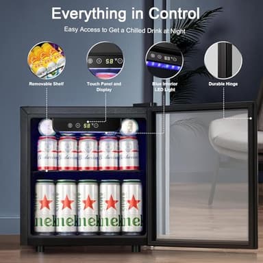 Antarctic Star Mini Fridge Cooler - 12 Bottle 48 Can Beverage Refrigerator Glass Door for Drinks or Beer Wine –Small Drink Dispenser for Home, Office or Bar, Electronic Temperature Control，1.3cu.ft. - Image 5